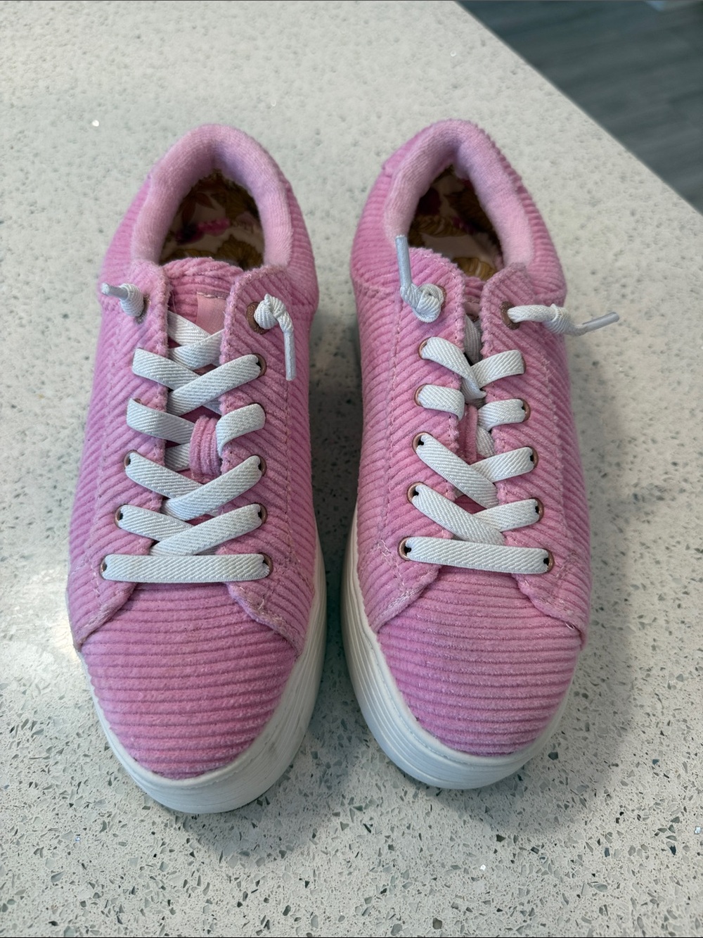Roxy Pink Corduroy Lace-Up Platform Sneakers
